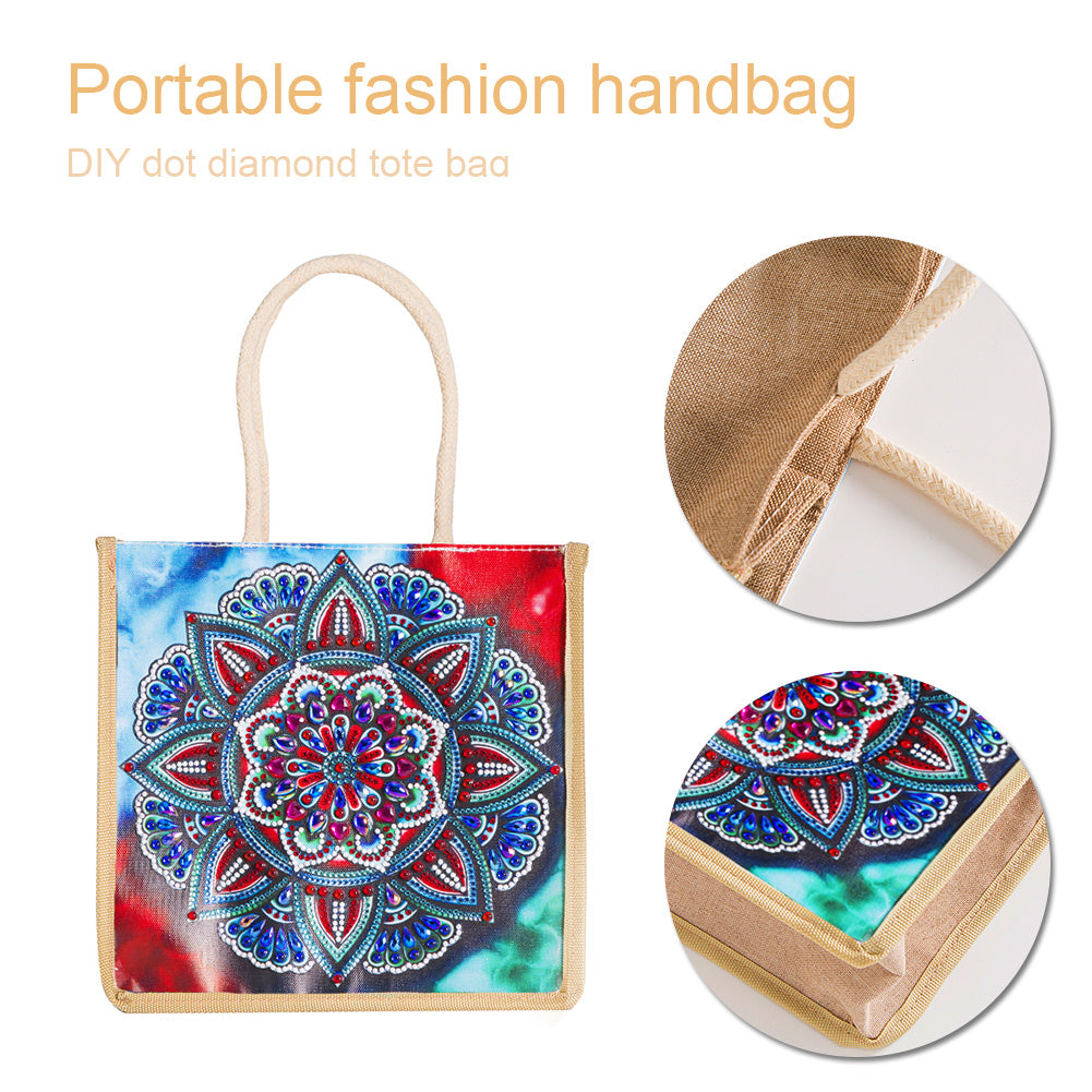 5D Diamond Painting Linen Bags DIY Drill Handbag Reusable Eco Shopping Tote