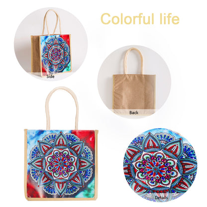 5D Diamond Painting Linen Bags DIY Drill Handbag Reusable Eco Shopping Tote