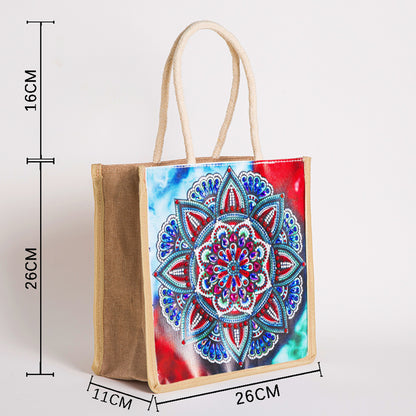 5D Diamond Painting Linen Bags DIY Drill Handbag Reusable Eco Shopping Tote