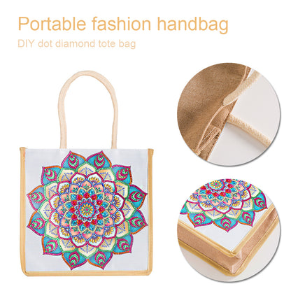 5D Diamond Painting Linen Bags DIY Drill Handbag Reusable Eco Shopping Tote