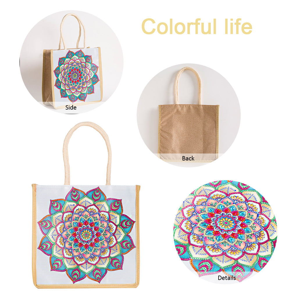 5D Diamond Painting Linen Bags DIY Drill Handbag Reusable Eco Shopping Tote