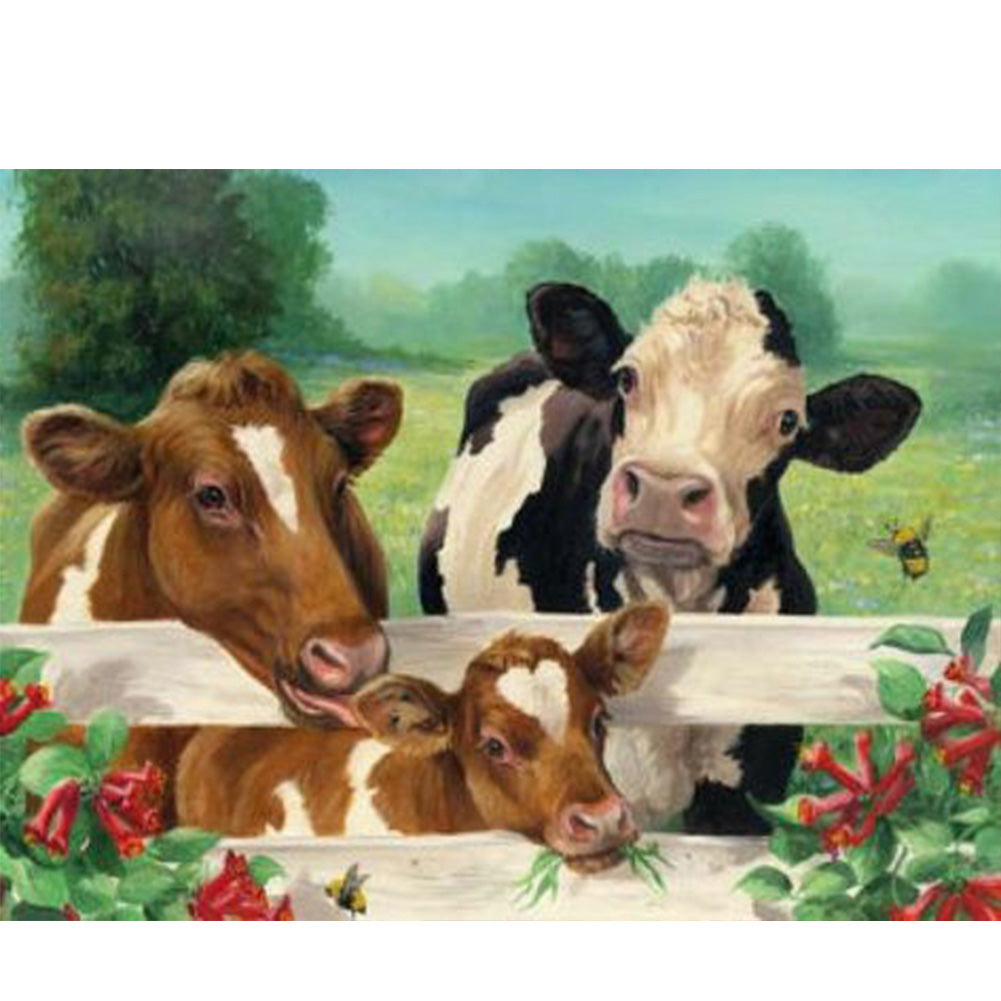 Cow Family - Full Round Drill Diamond Painting 40*30CM