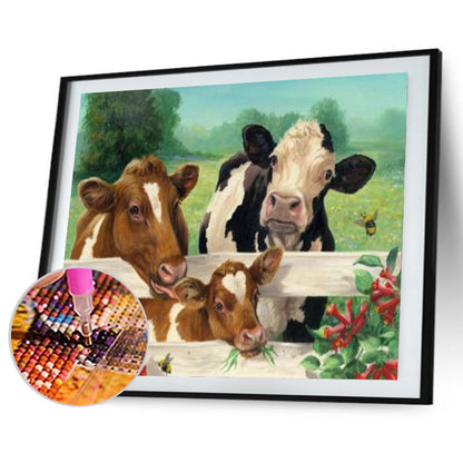 Cow Family - Full Round Drill Diamond Painting 40*30CM