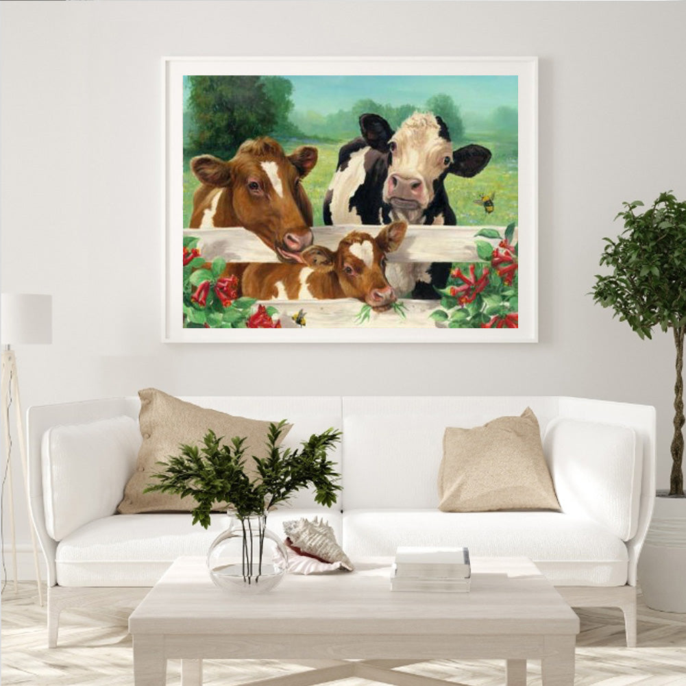 Cow Family - Full Round Drill Diamond Painting 40*30CM