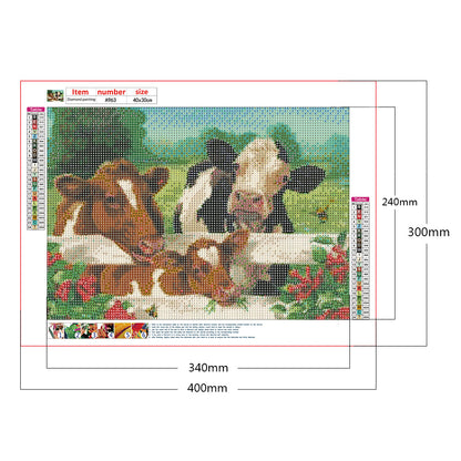 Cow Family - Full Round Drill Diamond Painting 40*30CM