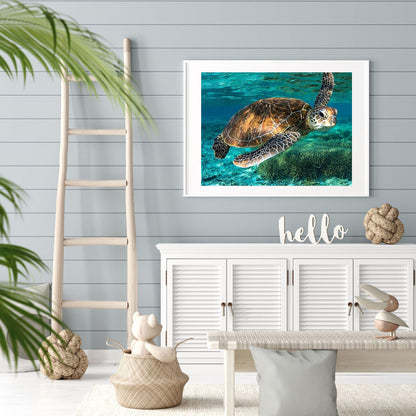 Swimming Turtle - Full Round Drill Diamond Painting 40*30CM