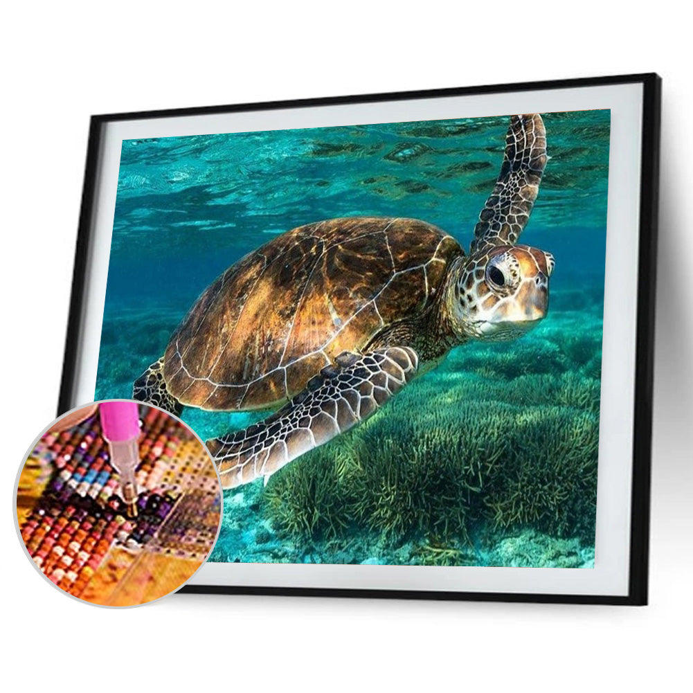 Swimming Turtle - Full Round Drill Diamond Painting 40*30CM