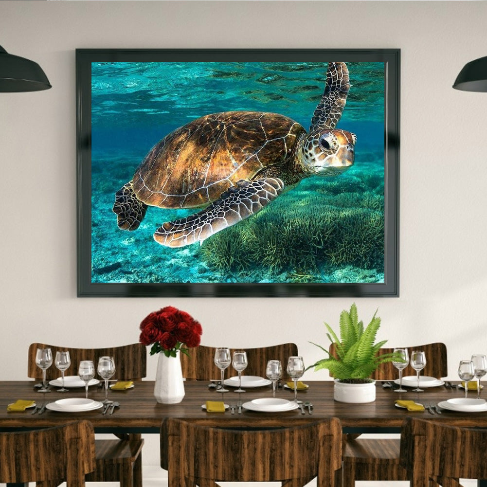Swimming Turtle - Full Round Drill Diamond Painting 40*30CM