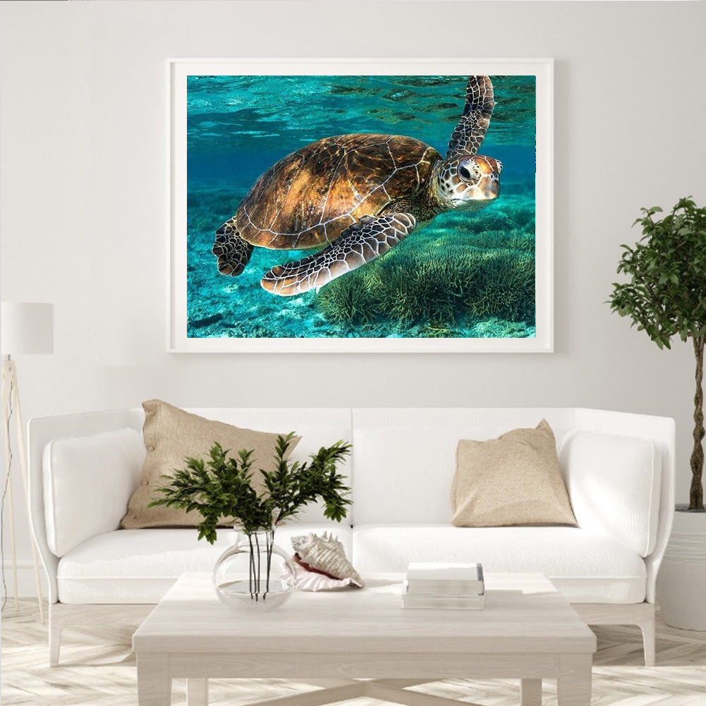 Swimming Turtle - Full Round Drill Diamond Painting 40*30CM