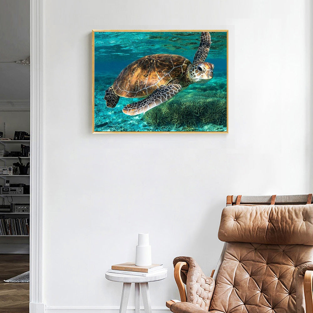 Swimming Turtle - Full Round Drill Diamond Painting 40*30CM