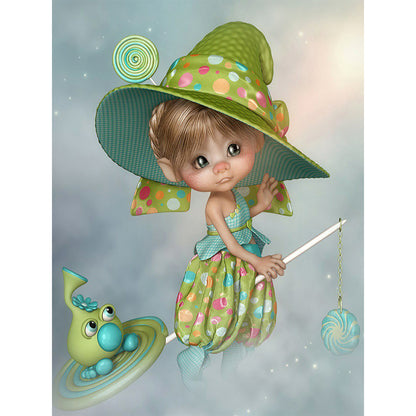 Cartoon Girl - Full Round Drill Diamond Painting 30*40CM