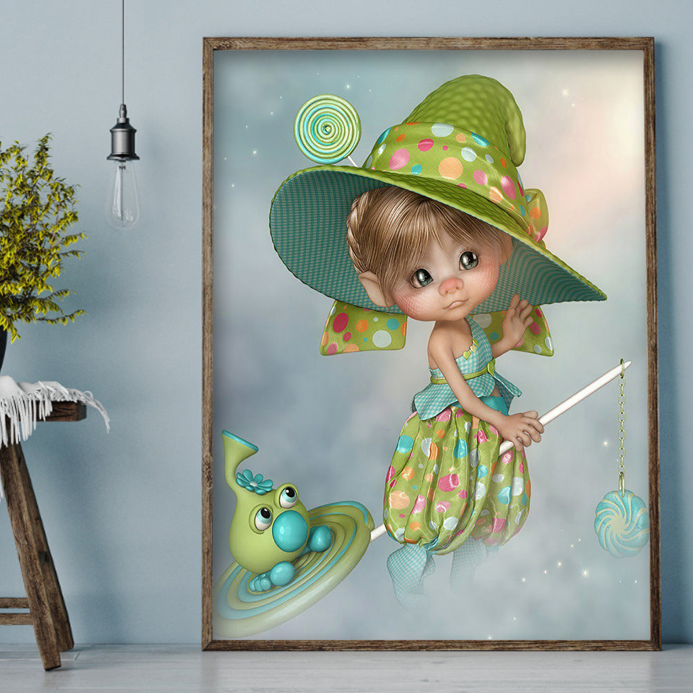 Cartoon Girl - Full Round Drill Diamond Painting 30*40CM