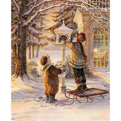 Christmas Kids - Full Round Drill Diamond Painting 30*40CM