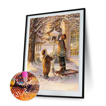 Christmas Kids - Full Round Drill Diamond Painting 30*40CM