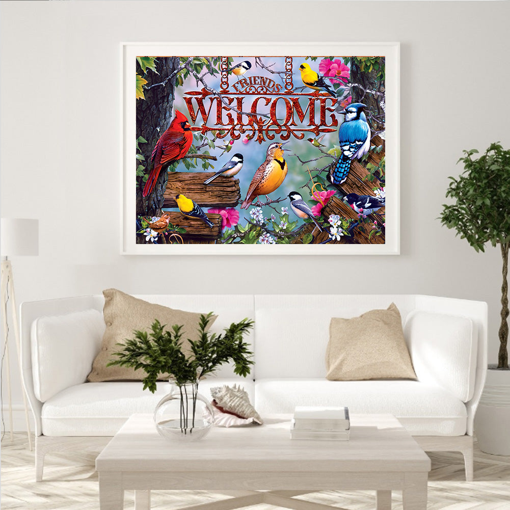 Bird Letters - Full Round Drill Diamond Painting 40*30CM