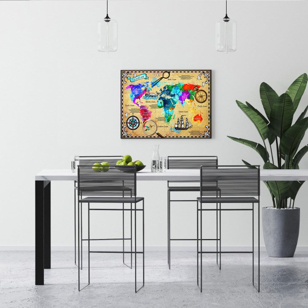 World Map - Full Round Drill Diamond Painting 50*40CM