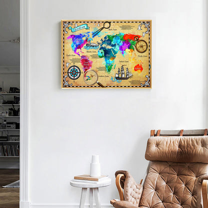 World Map - Full Round Drill Diamond Painting 50*40CM