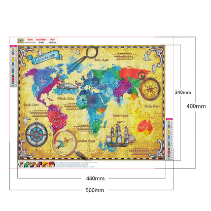 World Map - Full Round Drill Diamond Painting 50*40CM