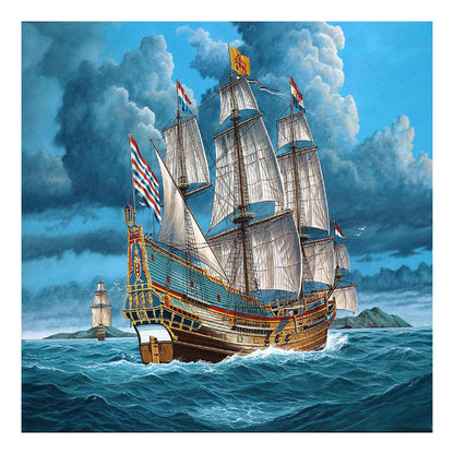 Storm Boat - Full Round Drill Diamond Painting 40*40CM