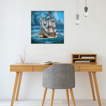 Storm Boat - Full Round Drill Diamond Painting 40*40CM