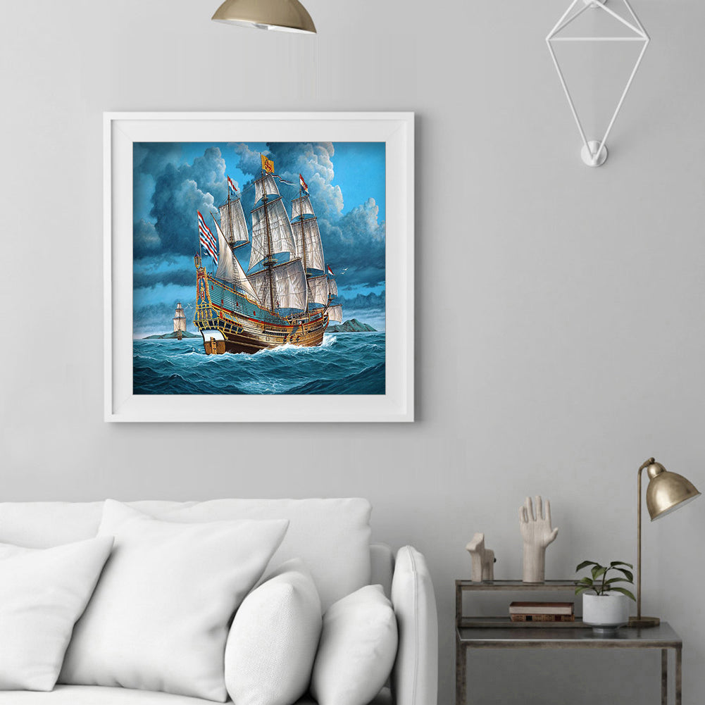 Storm Boat - Full Round Drill Diamond Painting 40*40CM