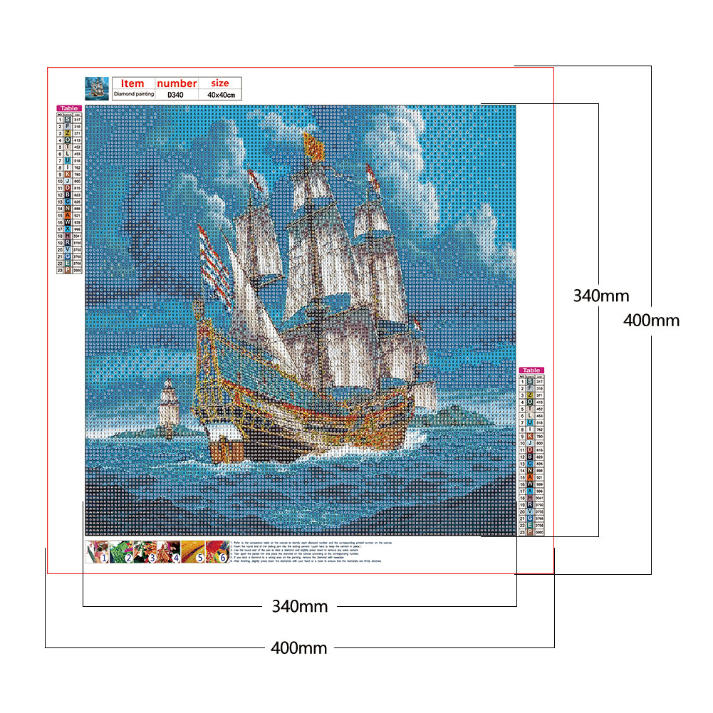 Storm Boat - Full Round Drill Diamond Painting 40*40CM