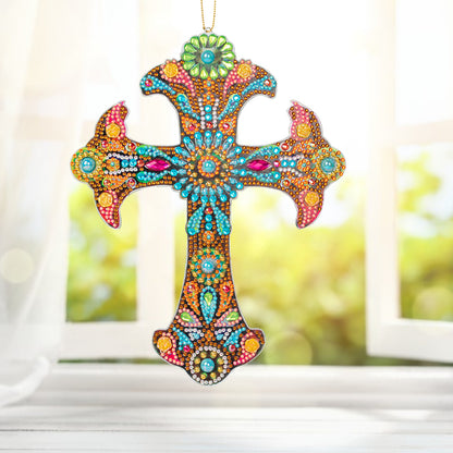 DIY Diamond Painting Cross Pendant Acrylic Mosaic Hanging Wall Home Decor