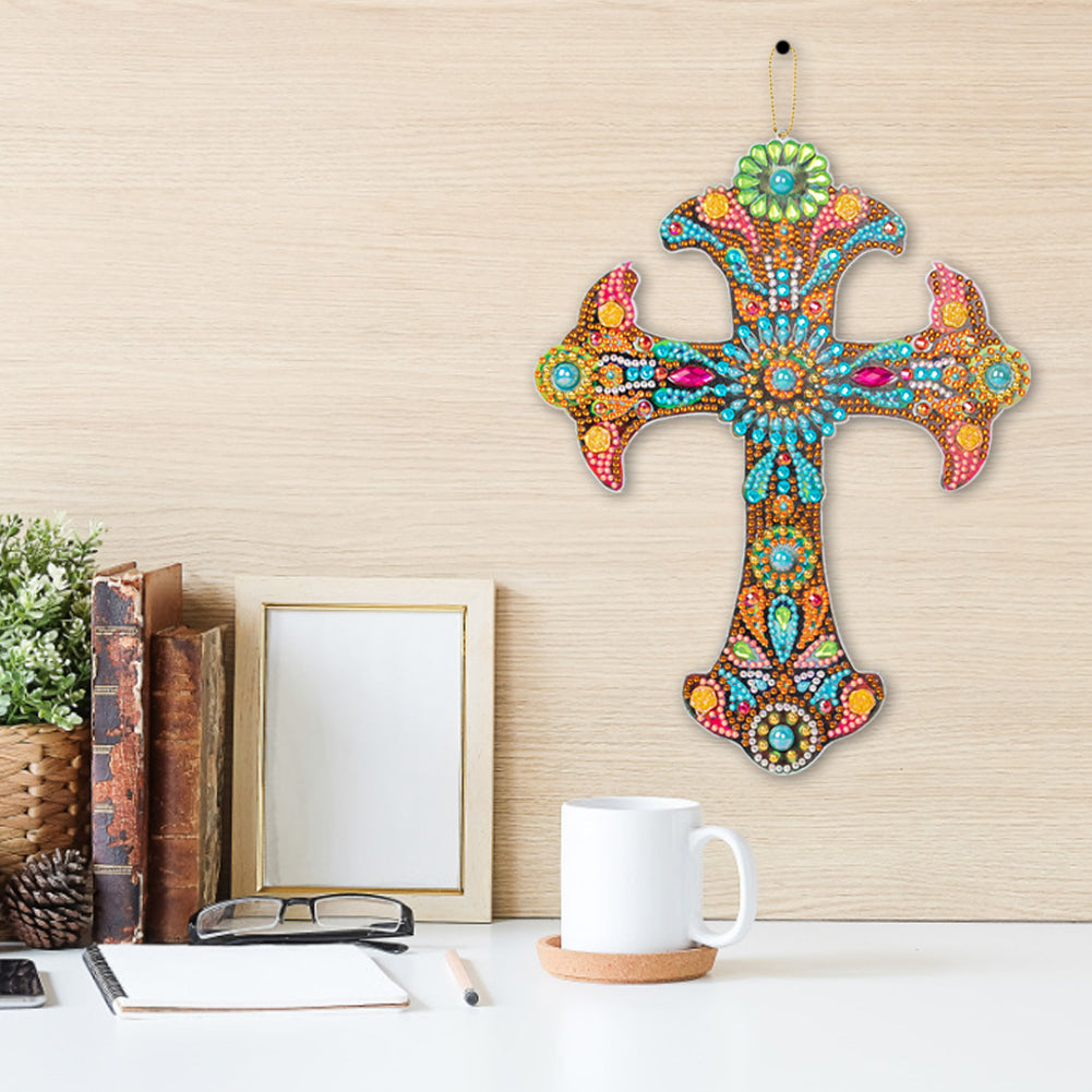 DIY Diamond Painting Cross Pendant Acrylic Mosaic Hanging Wall Home Decor