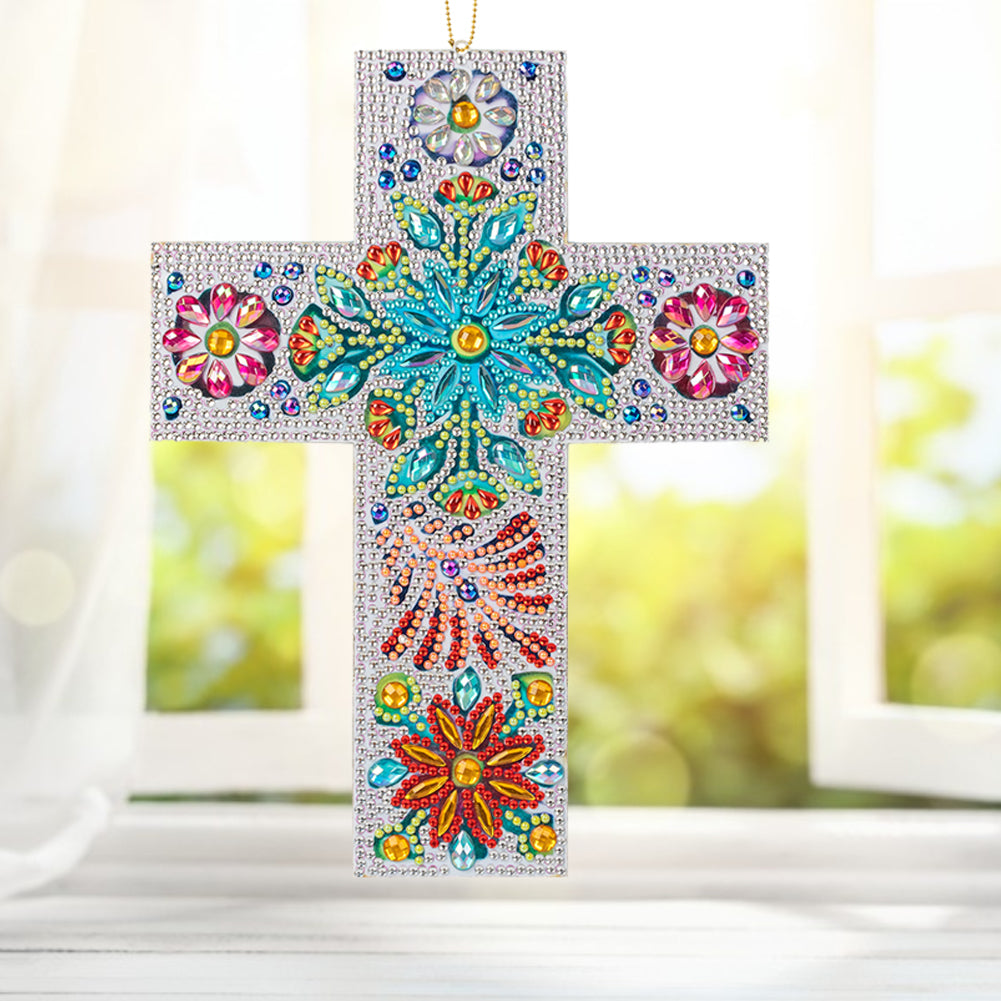 DIY Diamond Painting Cross Pendant Acrylic Mosaic Hanging Wall Home Decor