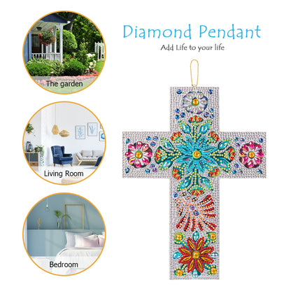 DIY Diamond Painting Cross Pendant Acrylic Mosaic Hanging Wall Home Decor