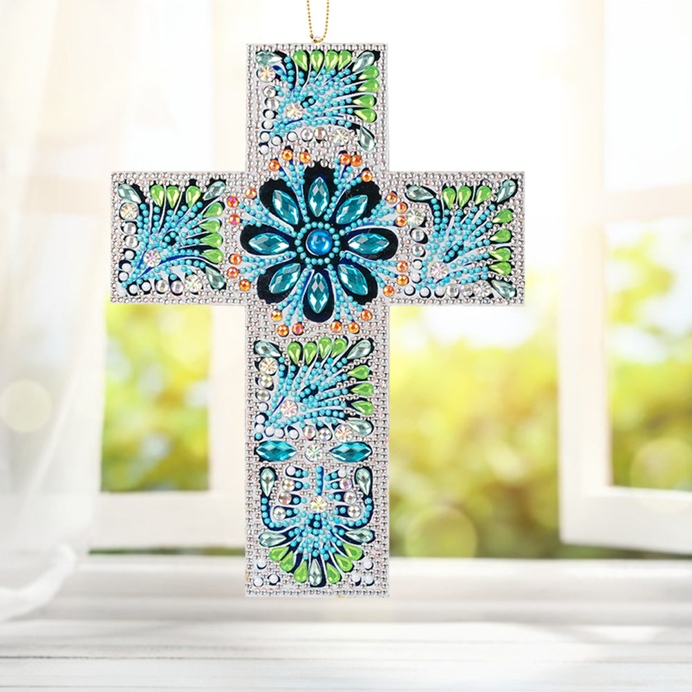 DIY Diamond Painting Cross Pendant Acrylic Mosaic Hanging Wall Home Decor