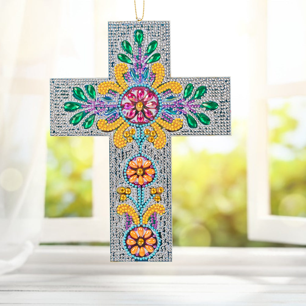 DIY Diamond Painting Cross Pendant Acrylic Mosaic Hanging Wall Home Decor