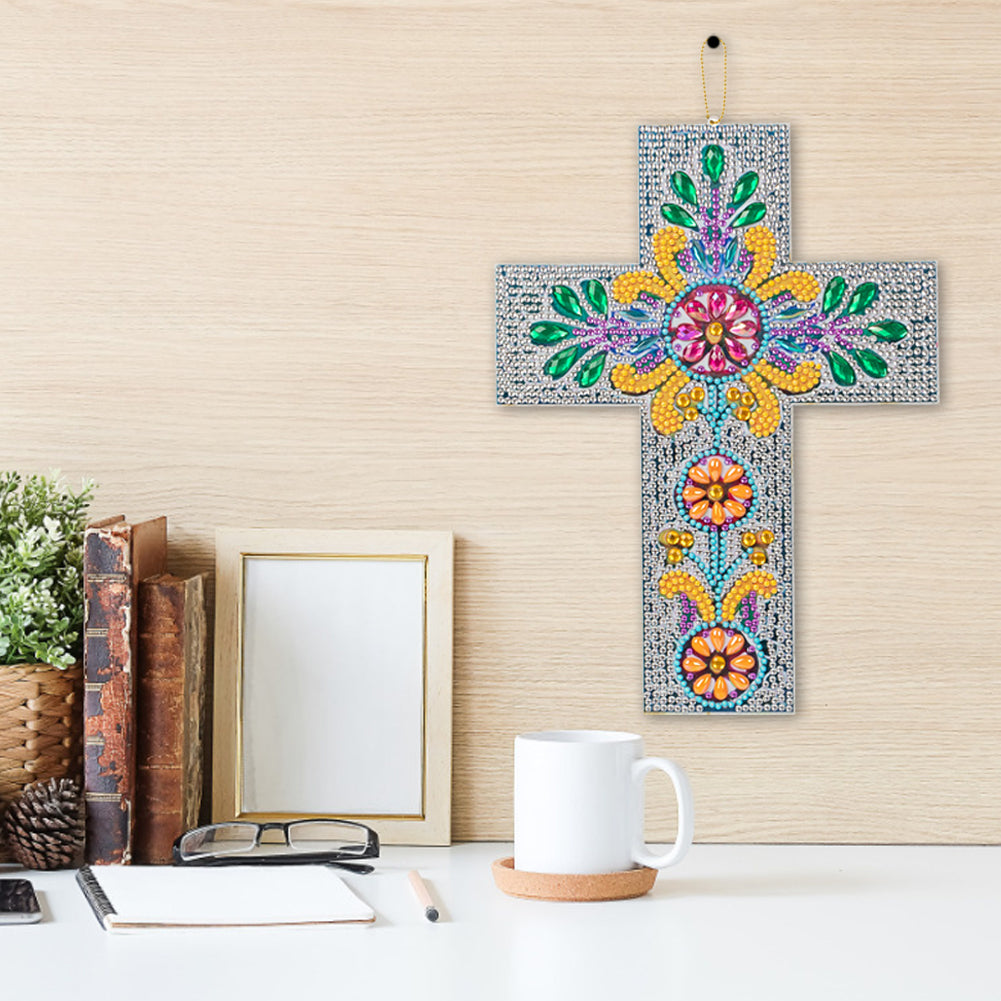 DIY Diamond Painting Cross Pendant Acrylic Mosaic Hanging Wall Home Decor