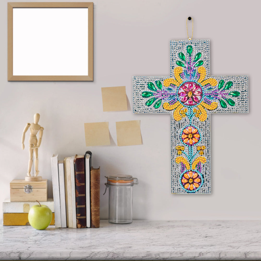 DIY Diamond Painting Cross Pendant Acrylic Mosaic Hanging Wall Home Decor
