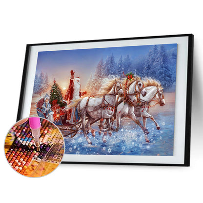 Santa Sleigh - Full Round Drill Diamond Painting 60*40CM