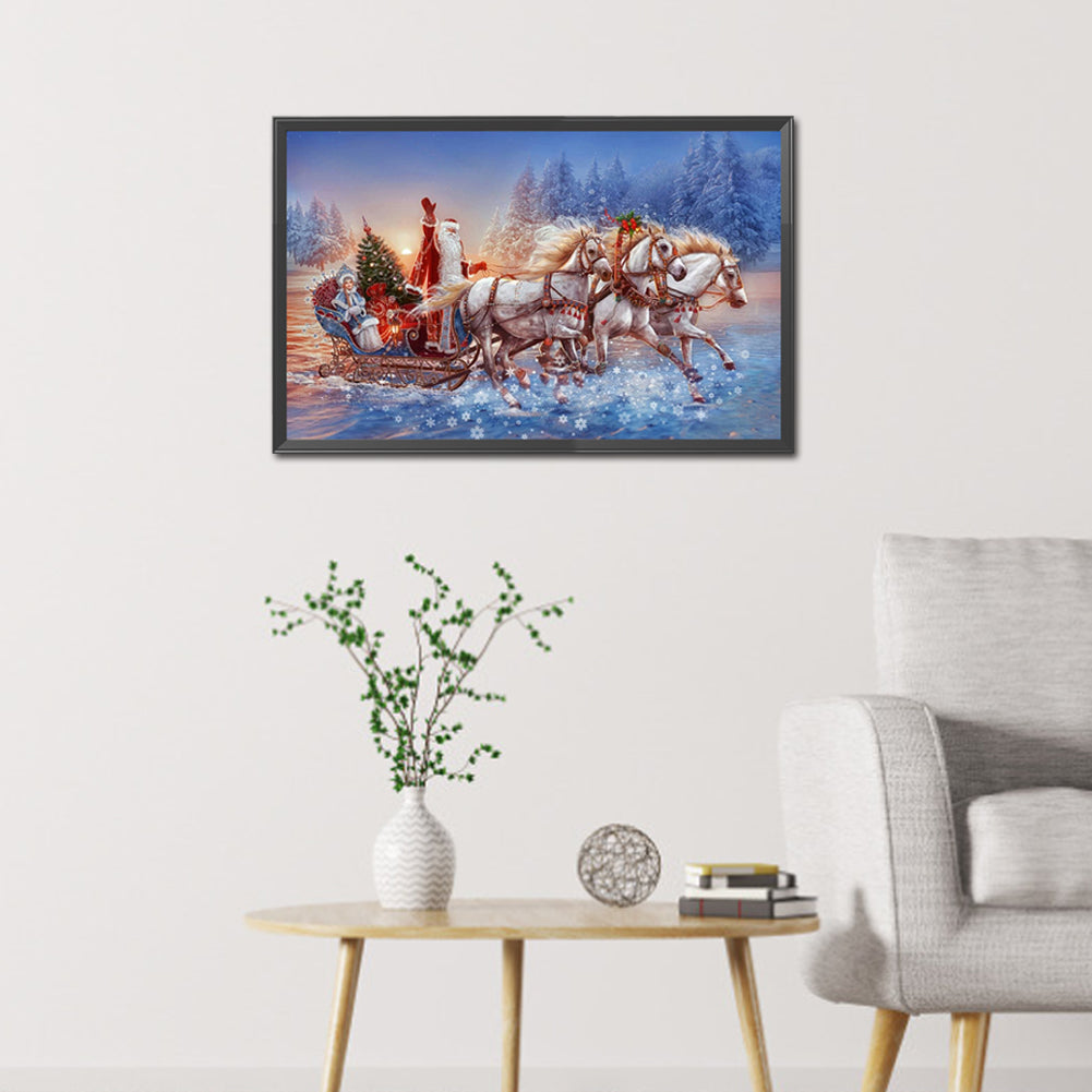 Santa Sleigh - Full Round Drill Diamond Painting 60*40CM