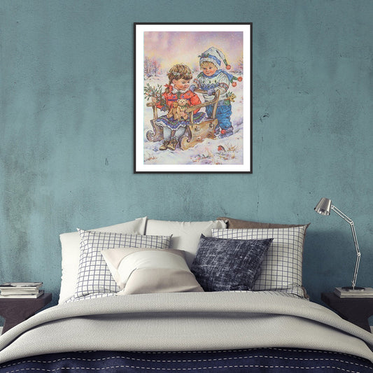 Snow Kids - Full Round Drill Diamond Painting 30*40CM