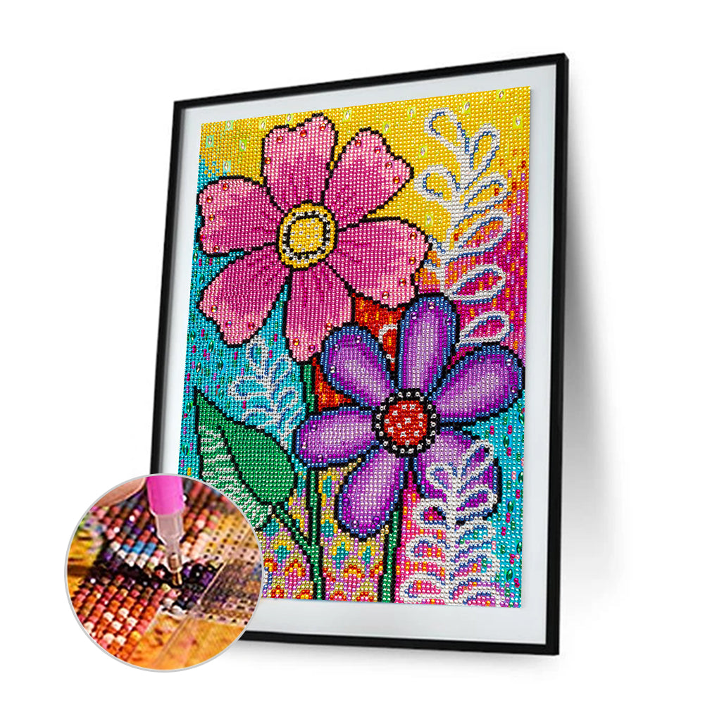 Colorful Flowers - Special Shaped Drill Diamond Painting 30*40CM