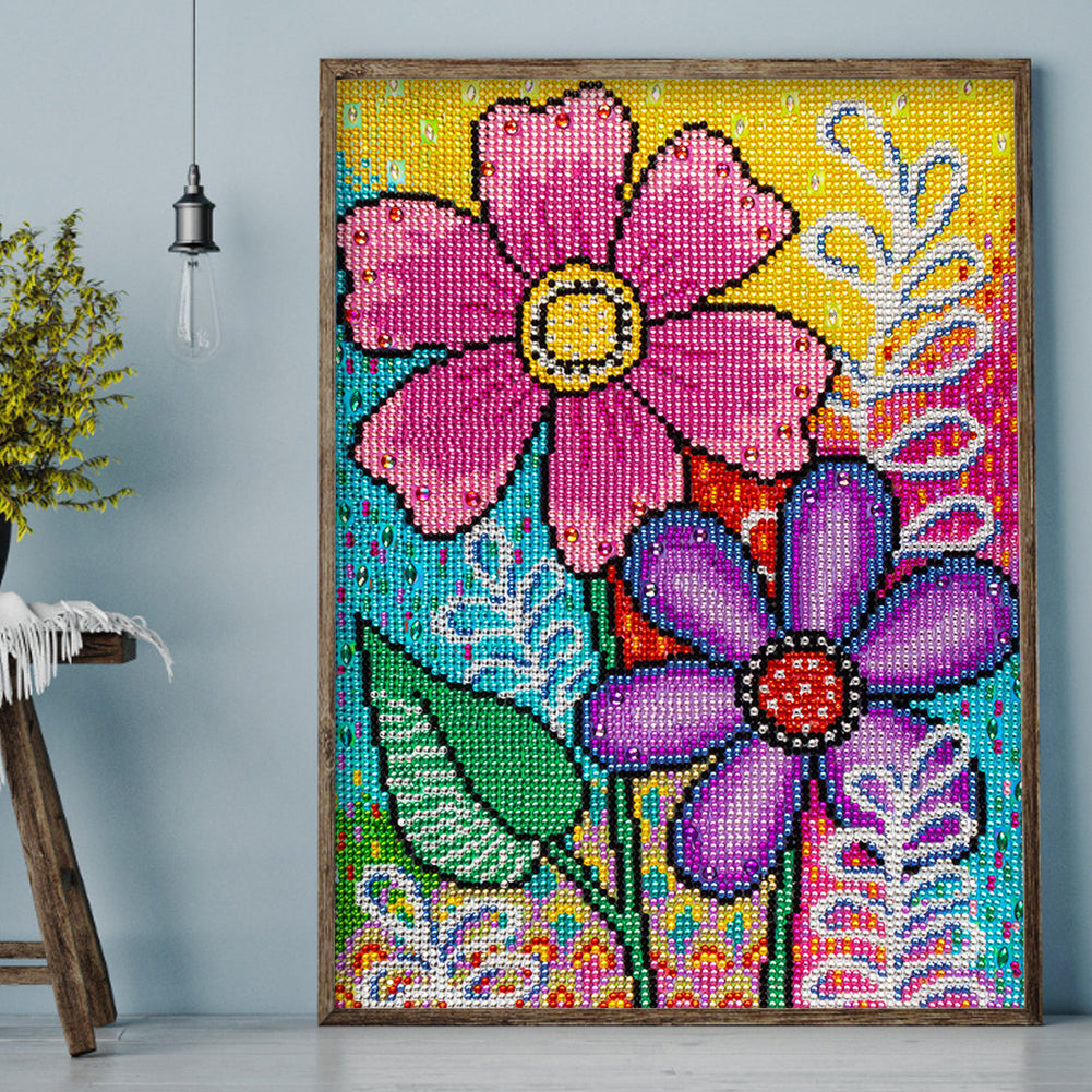 Colorful Flowers - Special Shaped Drill Diamond Painting 30*40CM