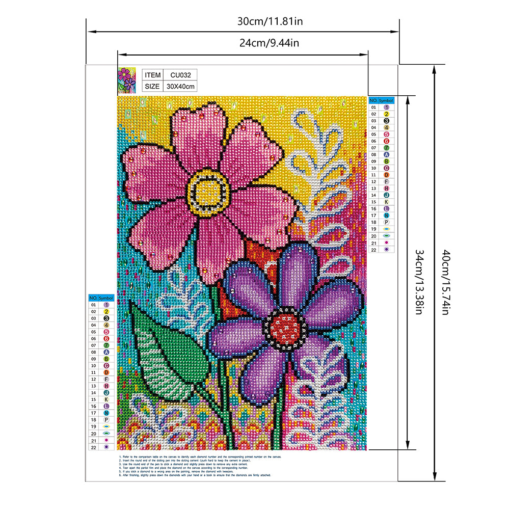 Colorful Flowers - Special Shaped Drill Diamond Painting 30*40CM