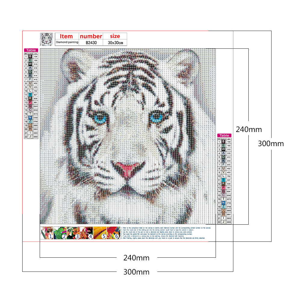 White Tiger - Full Round Drill Diamond Painting 30*30CM