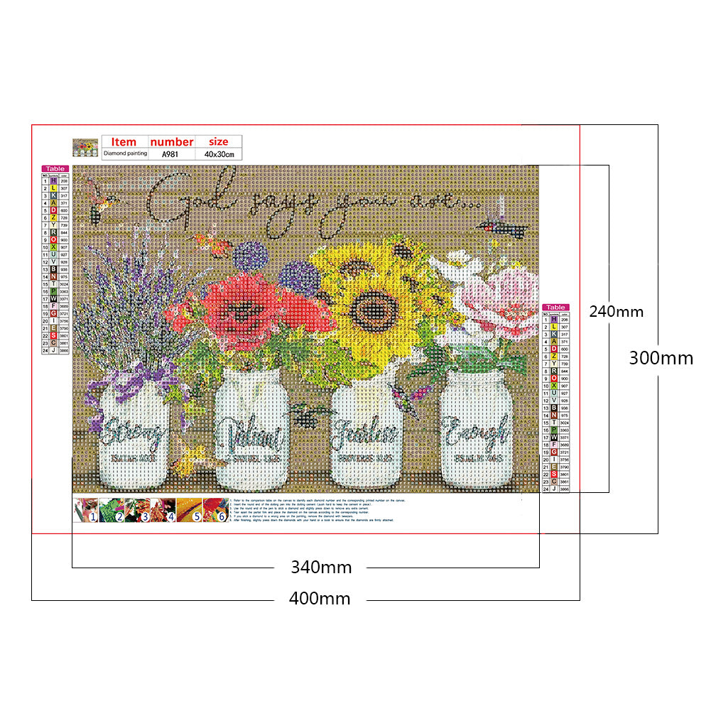 Board Flower - Full Round Drill Diamond Painting 40*30CM