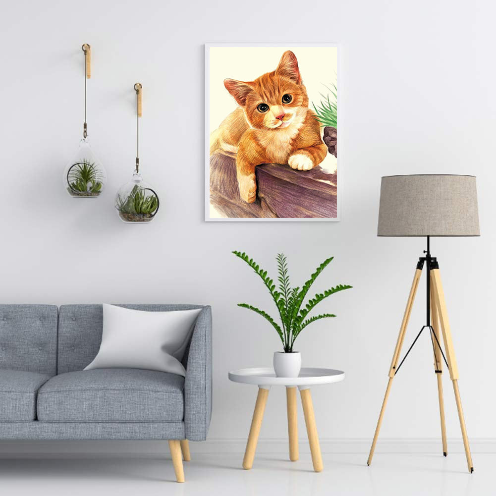 Yellow Cat - Full Round Drill Diamond Painting 30*40CM