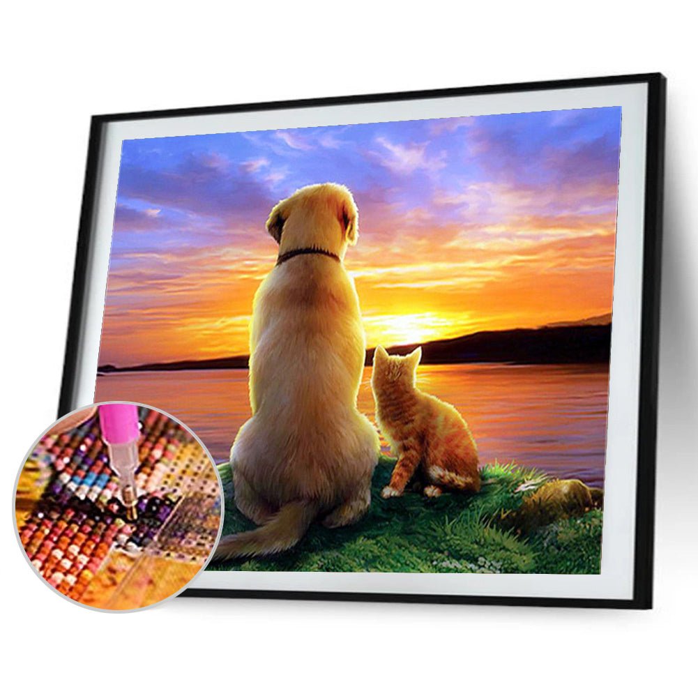 Cat Dog - Full Round Drill Diamond Painting 40*30CM