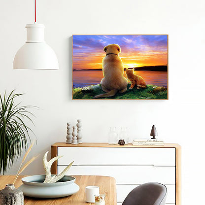 Cat Dog - Full Round Drill Diamond Painting 40*30CM