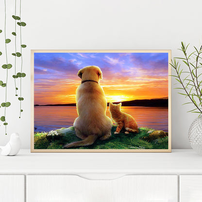 Cat Dog - Full Round Drill Diamond Painting 40*30CM