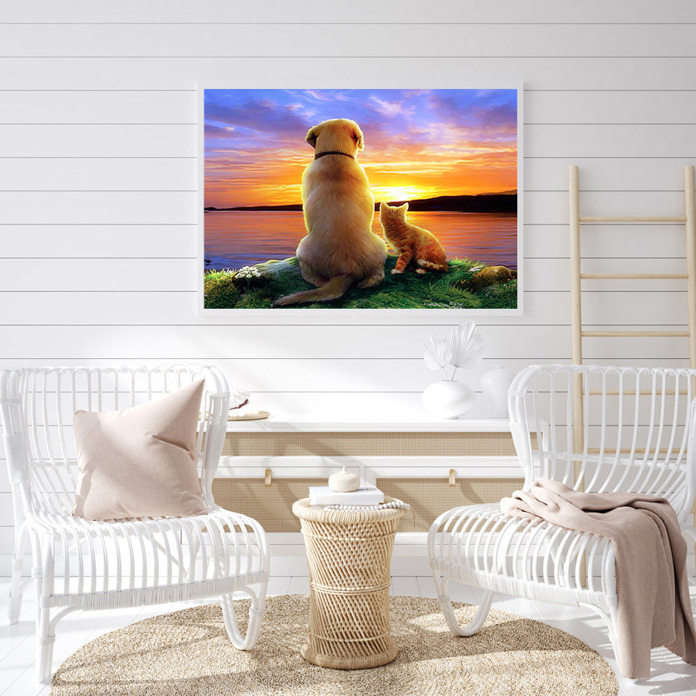 Cat Dog - Full Round Drill Diamond Painting 40*30CM