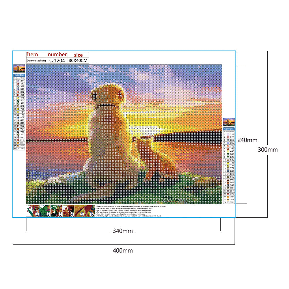 Cat Dog - Full Round Drill Diamond Painting 40*30CM