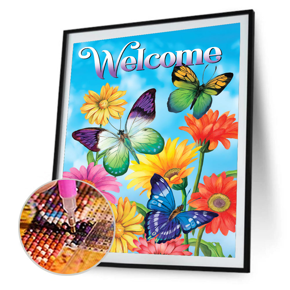 Butterfly Flower - Full Round Drill Diamond Painting 30*40CM