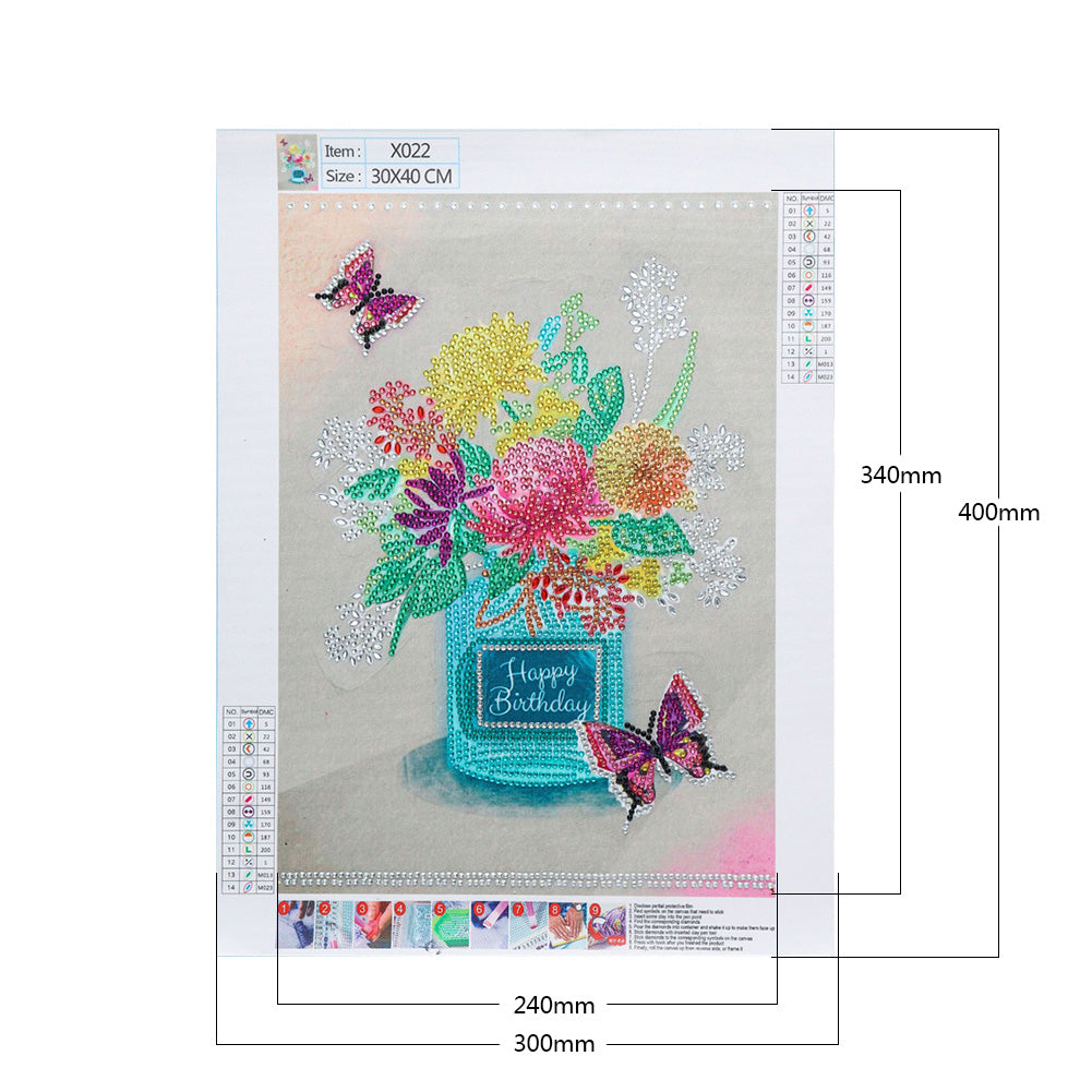 Flowers - Special Shaped Drill Diamond Painting 30*40CM